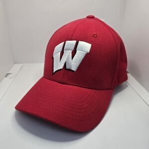 Wisconsin Badgers Hat Cap Red White W Logo Adjustable Strapback NCAA Mens 